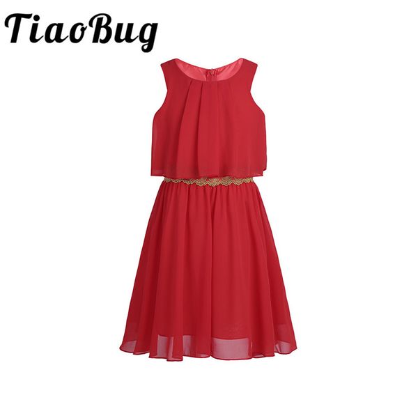 

tiaobug flower girls dresses sleeveless ball gown kids evening gown vestido first communion prom chiffon party formal dresses, Red;yellow