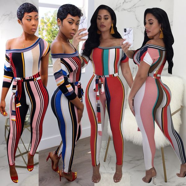 

fashion slash neck women's long pants women's jumpsuits rompers nightclub jumpsuits printed short-sleeved jumpsuits, Black;white