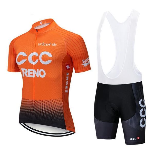 

2020 new 2020 orange cycling team ccc jersey 19d pad bike shorts set quick dry ropa ciclismo mens pro bicycling maillot culotte wear, Black;red