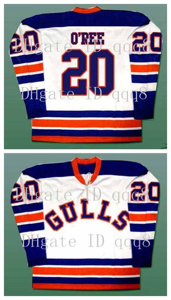 

san diego gulls jersey 20 willie o'ree white 100% stitching custom hockey jerseys, Black;red