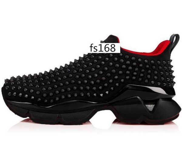 

2020 с коробкой krystal spike sock donna плоские кроссовки дизайнерские роскошные мужские красные подошвы обувь 2, Black