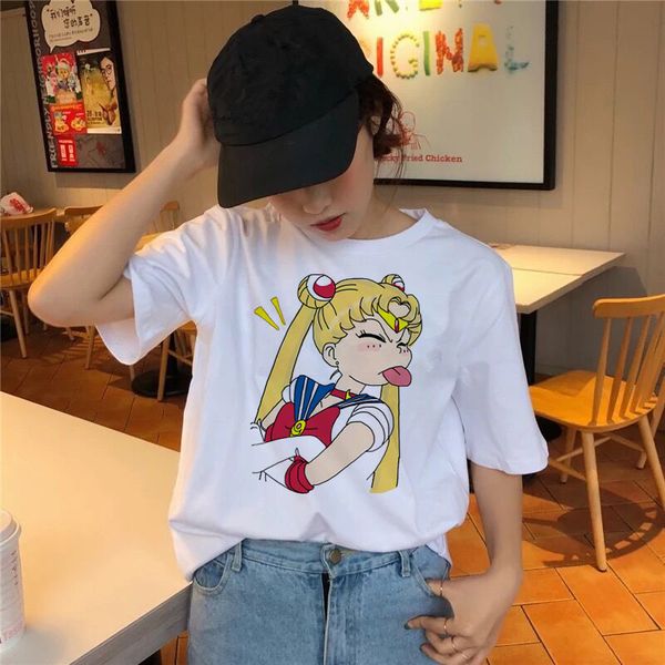 

women designer shirt women sailor moon t shirt kawaii summer womens t harajuku prints short mouwen ullzang tea shirts graphical, White