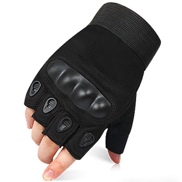 

outdoor gloves sports fingerless assault combat tactical hiking climbing hunting riding half finger glove, Black