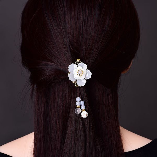 

hair pin ethnic for women colored glass hair clips flower fashion jewelry for bridal clips head ornaments headpieces, Golden;white