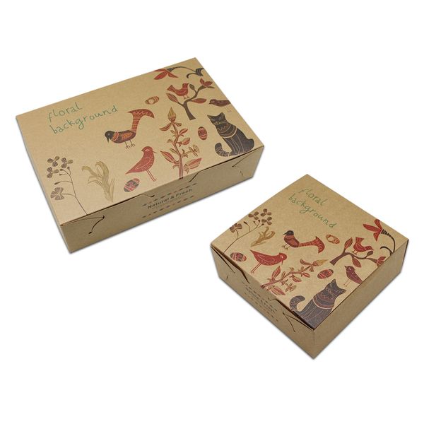 

15 pieces wedding party favor gift kraft paper boxes 5 sizes festival decoration craft baking small cake package paperboard box
