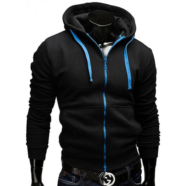 

fashion brand hoodies men casual sportswear man hoody zipper long -sleeved sweatshirt men five colors slim fit men hoodie fit, Black