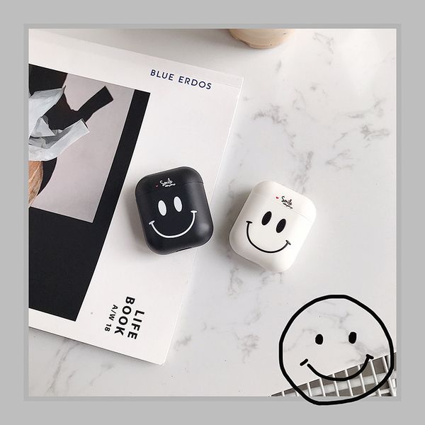 

smilling face airpods case luxury protective cover anti lost brand earphone cases protector designer simple style airpod case b105458v