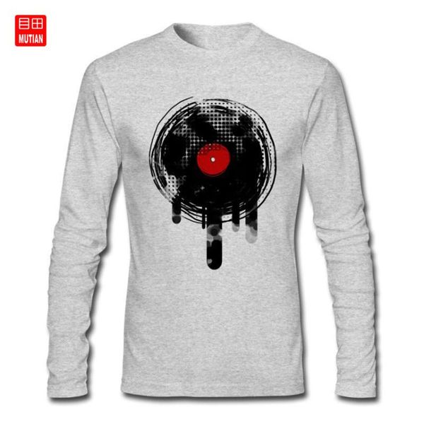 

рубашка новая конструкция плавления винил запись dj музыка футболка для осень длинный рукав свободного покроя верхний тройник хлопок ткань в, White;black