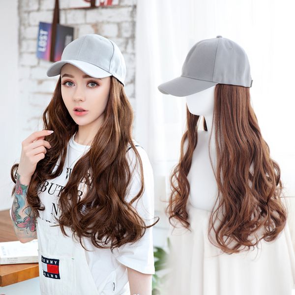 Baseball Hat Wig Big Wave Simulation Long Curly Hair Internet