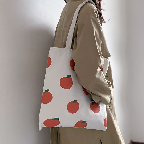 

women canvas bags tomato printing shoulder bag eco shopping bag for women female foldable handbag tote