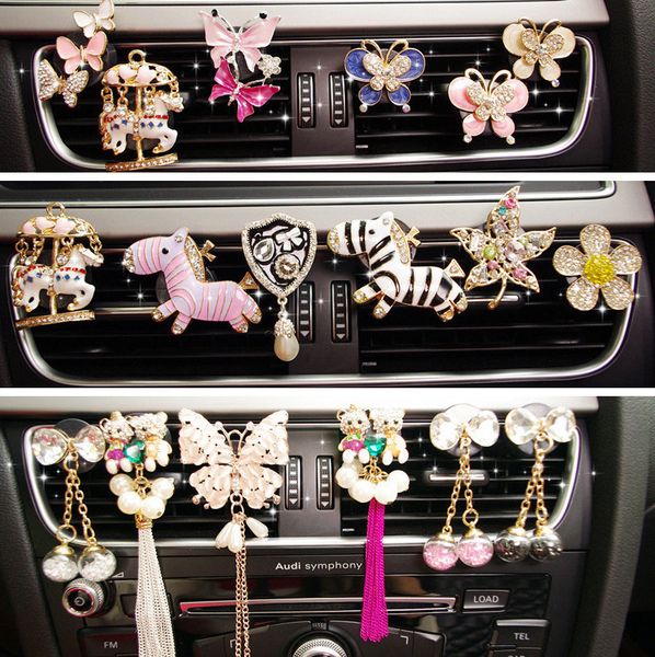 

car air freshener cute cartoon air conditioning outlet perfume clip fragrance diffuser butterflies zebra girl flower car decor