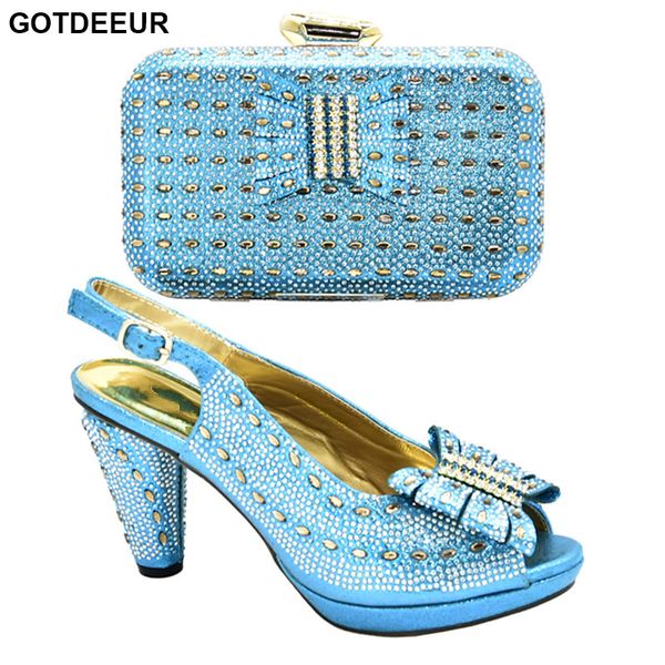 

new fashion women italian african party pumps shoes and bag set buckle strap metal decoration african women shoes and bag set, Black