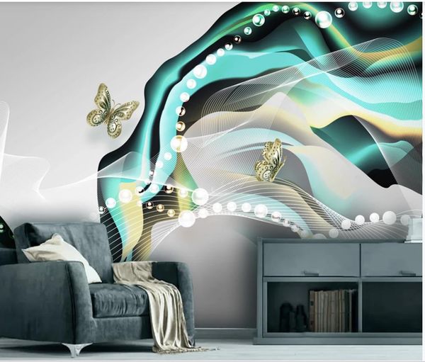 

custom any size p 3d stereoscopic wallpaper modern minimalist abstract silk pearl butterfly wallpaper