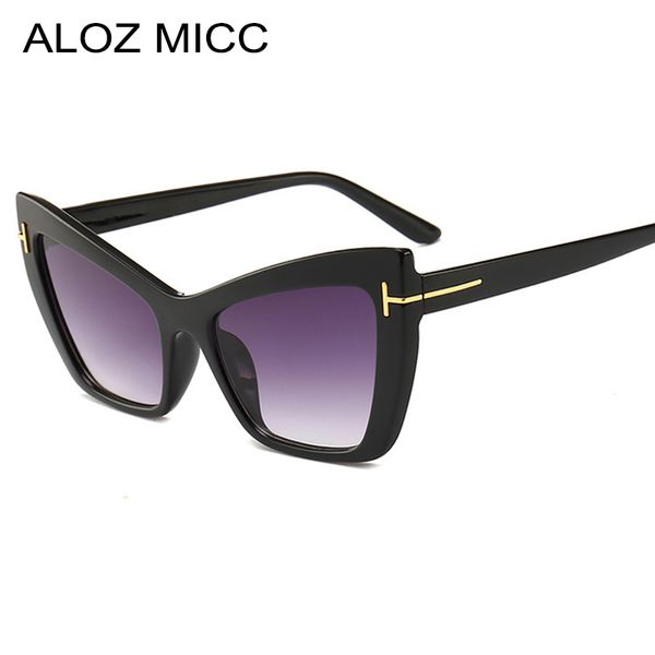 

aloz micc women cat eye sunglasses 2019 brand designer classic t oversize sun glasses female black red shade eyewear uv400 a456, White;black