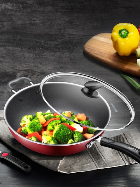 

non-stick pan household flat-bottom wok induction cooker gas stove universal non-stick cooking pot