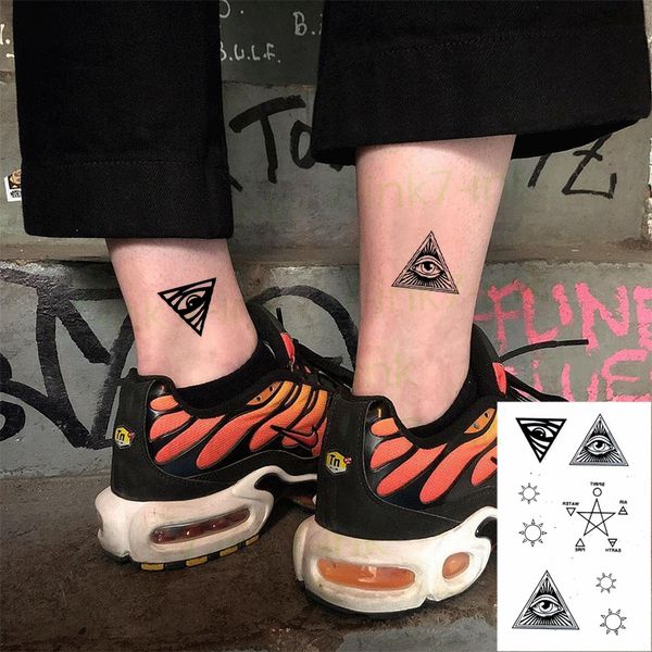 

waterproof temporary tattoo water transfer triangle big eyes sun star fake flash tatoo for man woman kids