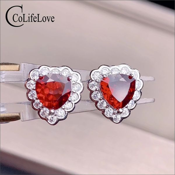 

colife ювелирных изделия 925 серебряные сереги для ежедневного износа 6мм граната природных серег стерлингового серебра гранат ювелирных изд, Golden;silver