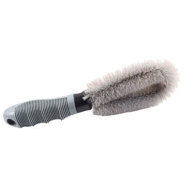 

car brush cleaning round head wood handle beige faux bristle wheel cleaning brush for dash trim seats handy washable auto