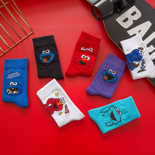 

2020 new college style female socks japanese high stockings summer thin male tide cute cartoon manga style japanese korean socks, Black;white