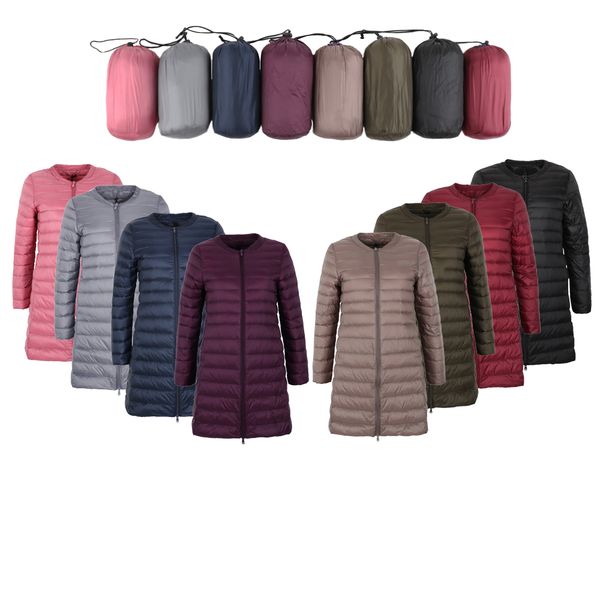 

newbang brand down jacket female long duck down jacket women lightweight warm linner slim portable ladies coats, Black