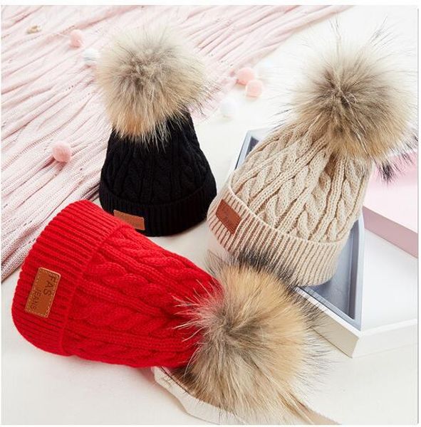 

kids sports boys girls winter pom warm baby hats ljo7162 solid color knit pom ski cap beanie ejuao, White;black