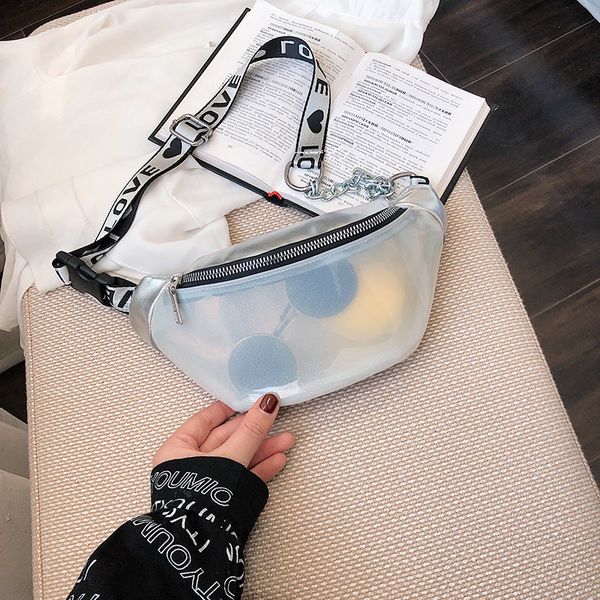 

clear pvc jelly fanny pack women waist bags chains small belt bag ladies designer waist packs girls chest phone pouch purses ins