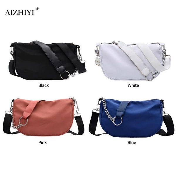 

fashion nylon women shoulder totes handbags solid color messenger ladies travel zipper crossbody handle bag
