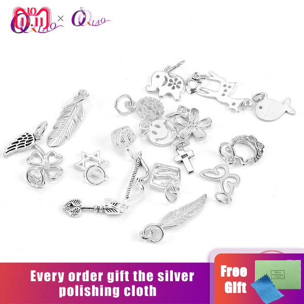 

a pair 925 sterling silver charms pendant silver animal pendant for necklace bracelet making women jewelry 24 styles, Bronze;silver
