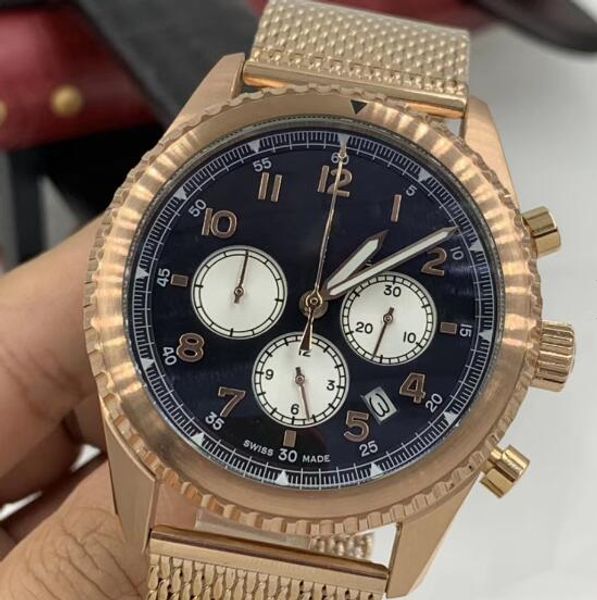 

b series quartz satch mens watches black dial watch aviator curtiss warhawk gold stainless steel bracelet wristwatches, Slivery;brown