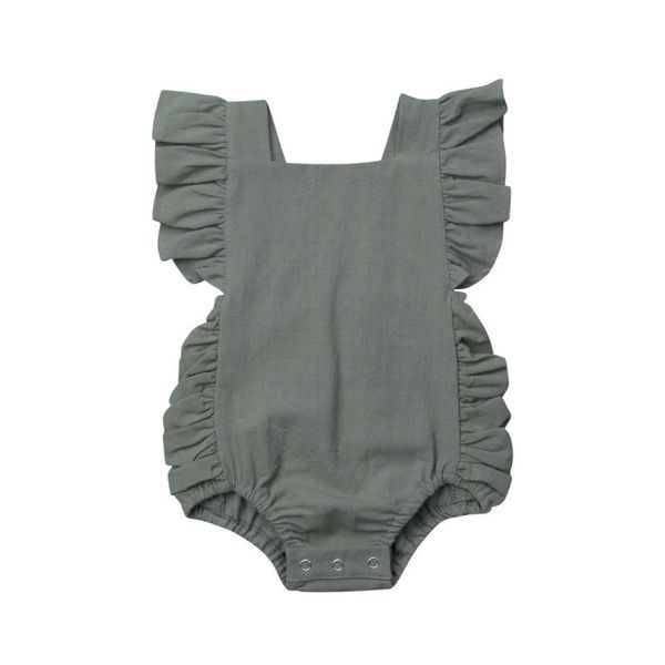 

newborn infant baby girl solid ruffle sleeveless romper jumpsuit outfits sunsuit, Blue