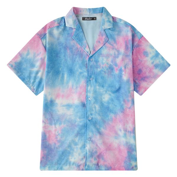 

Свободный галстук краситель рубашка с коротким рукавом 2019 летний костюм новая мо