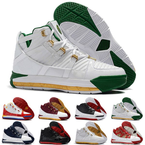 

zoom iii 3 arrival #23 home superbron kids mens outdoor shoes white blue red black iii 3s