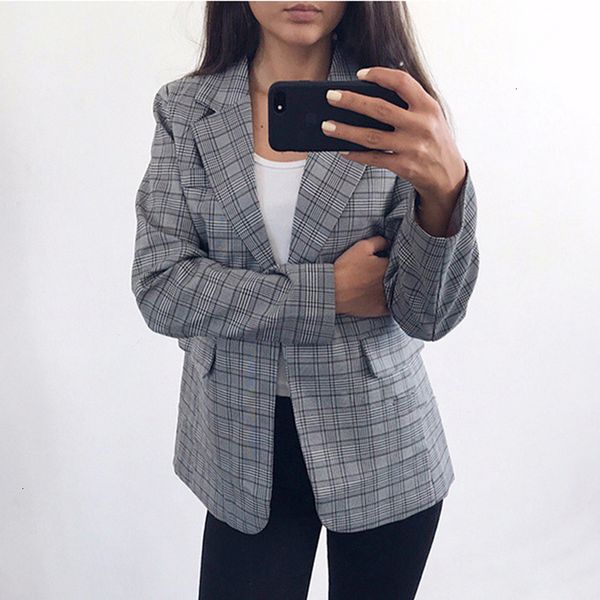 

new 2019 suit women gray plaid office lady blazer fashion notched collar work elegant work blazers feminino, White;black