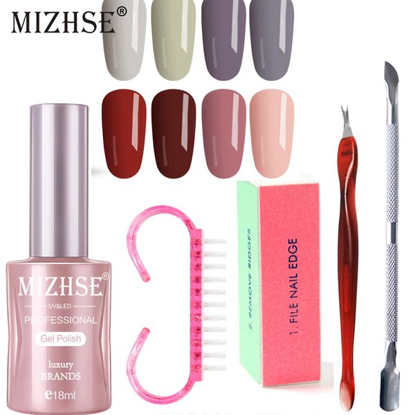 

mizhse uv gel nail polish nail kit art sets 4pcs tools 18ml gel polish kit brush buffer cuticle pusher dead skin fork