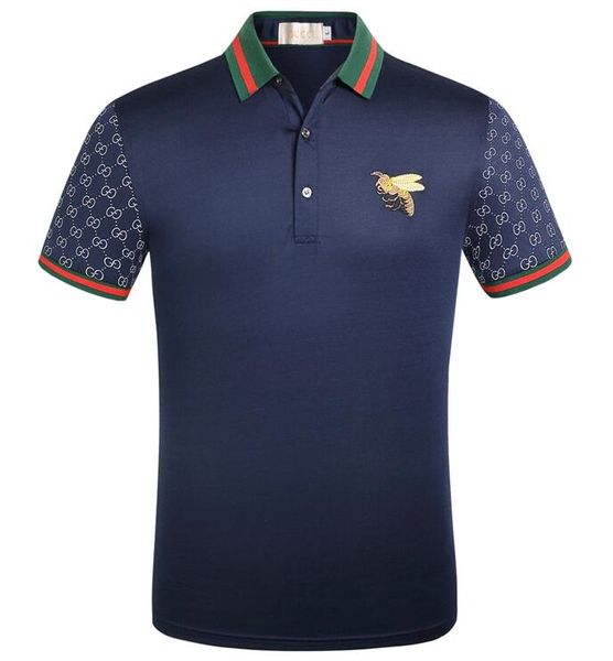 

Luxury de igner cotton polo hirt men high treet fa hion little bee print polo men de giner brand polo t hirt, White;black