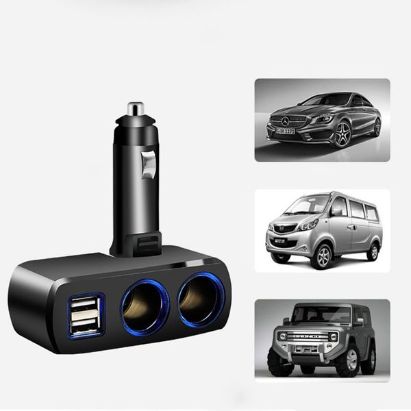 

dc12v/24v universal 2 ways car auto cigarette lighter dual usb charger socket power adapter 3.1a 80w splitter charger