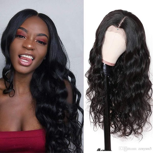 

front lace human hair wig for black women's 24 "body wave lace front wig human hair pre baby hair, Black;brown