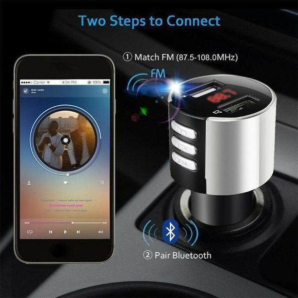 

upgraded bluetooth v3.0 fm transmitter radio adapter mp3 player car handscall 2 usb ports & fast charger fm transmitter