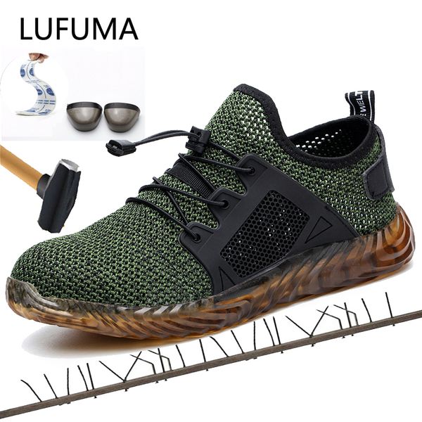 

lufuma indestructible ryder shoes men and women work&steel toe air safety boots puncture-proof work sneakers breathable shoes, Black