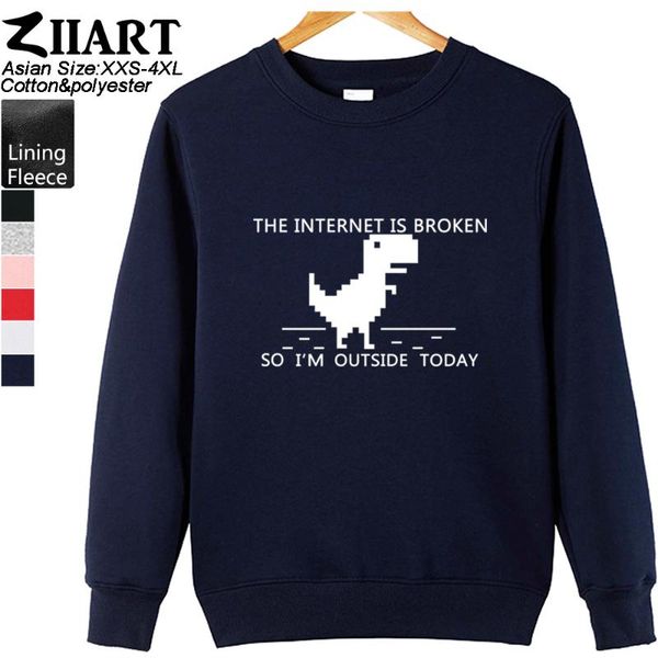 

geek 404 it the internet is broken so i'm outside today you are offline boy man crew neck sweatshirt fleece pullover ziiart, Black