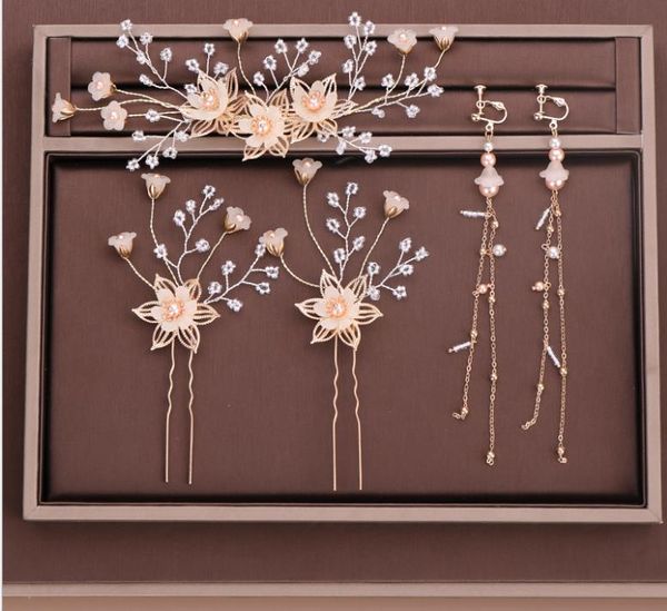 

european and american flower hairpin set children's performance headdress bride headdress wedding jewelry, Silver