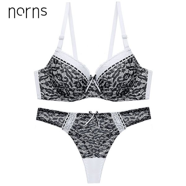 

norns lace plus sizes bra brief sets push up embroidery women bra set thong string and panty b c cup lingerie brassiere, Red;black