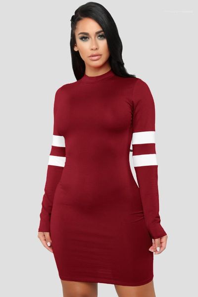 

clothing fashion style casual apparel solid color womens autumn designer bodycon dresses long sleeve crew neck female, Black;gray