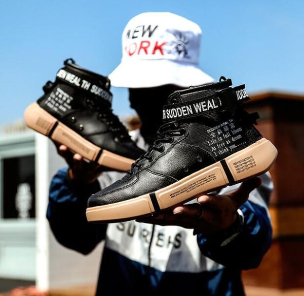 

elgeer new designer high-men's shoes large size fashion casual sneakers men's shoes canvas zapatos de hombre cs01, Black