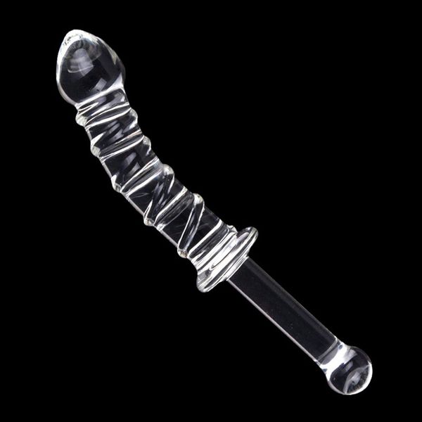 Dildo di vetro delle donne Sex Pyrex Crystal Dildo Giocattoli del sesso di vetro per la donna Giocattoli anali Prodotti del sesso femminile di cristallo per adulti con manico Y191022