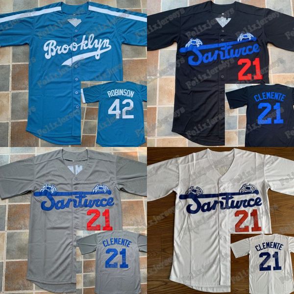

21 roberto clemente brooklyn 42 jackie robinson baseball jersey double stitched name and number fast ing, Blue;black