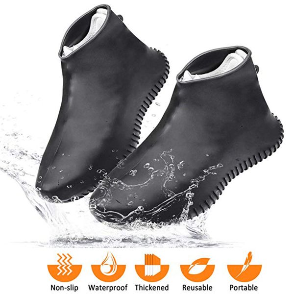 

waterproof shoe covers silicone shoe covers reusable non-slip rain snow overshoe foldable galoshes protectors for men women, White;pink