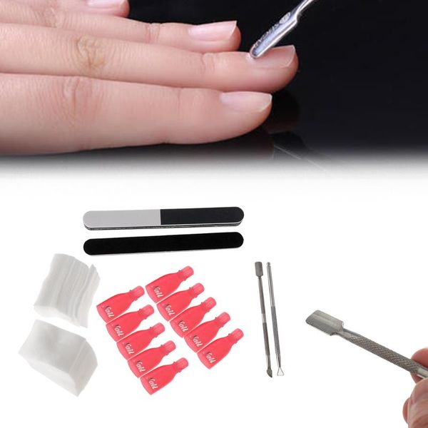 

10pcs / набор для снятия лака средства soak off uv gel cap клип шлифовальной файла советы хлопок хлопок мсз beauty nail clean tool