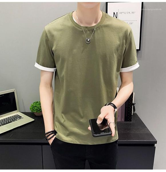 

mens apparel male crew neck mens designer tees casual panelled short sleeved t shirts fashion, White;black