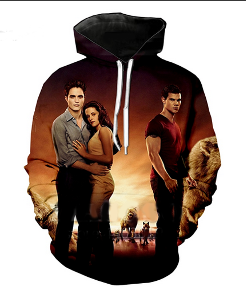 

new fashion 3d hd print men women movie twilight pullover hoodies street wear casual hip hop pockets sweatshirt clothing r0179, Black